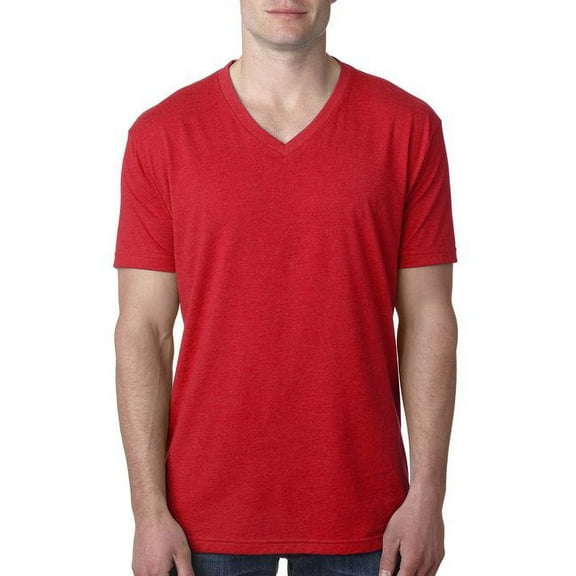 Men's CVC V-Neck T-Shirt - RED - 2XL