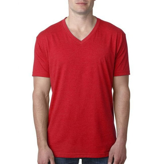 Men's CVC V-Neck T-Shirt - RED - 2XL