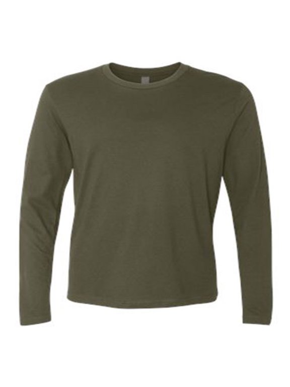 Men's Cotton Long-Sleeve Crew - MILITARY GREEN - XL