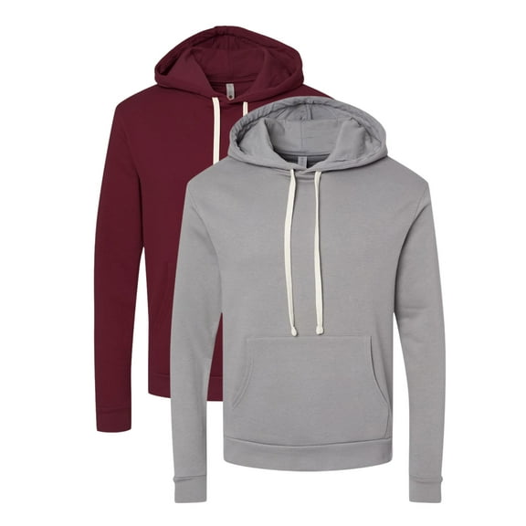 Next Level Men's Santa Barbara Hoodie Sweatshirt 80/20 Cotton/Polyester Fleece Pullover Comfy Sweater (Maroon Lead-Grey-2PCS, L)