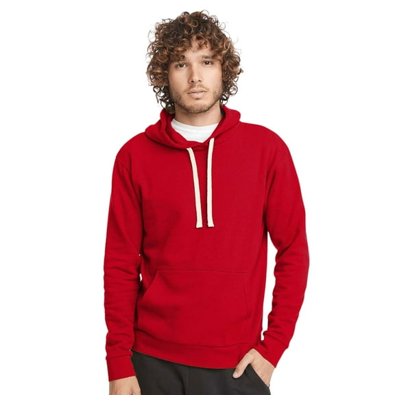 Next Level Men's Santa Barbara Hoodie Sweatshirt 80/20 Cotton/Polyester Fleece Pullover Comfy Sweater (Red, M)