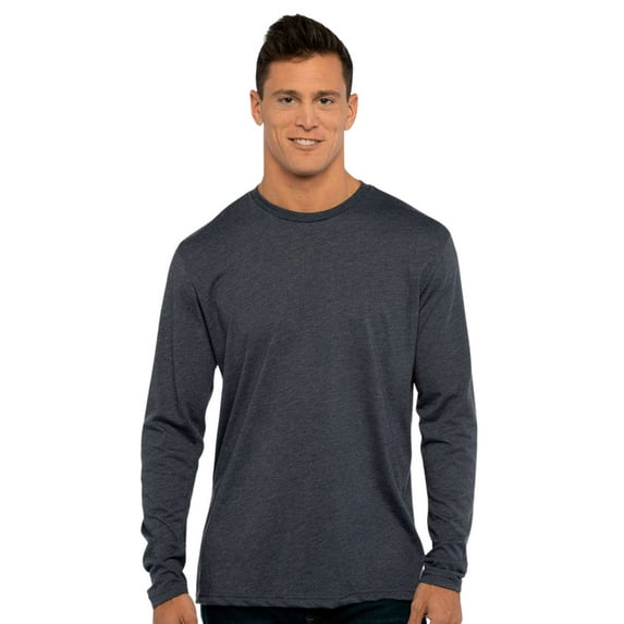 Next Level Men's Triblend Long Sleeve T-Shirt, 50/25/25 Polyester/Ring-spun cotton/Rayon Crewneck Tee Shirts (Vintage Navy , XS)