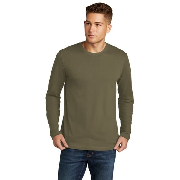 Next Level Mens Cotton Long-Sleeve Crew - MILITARY GREEN - L - (Style # N3601 - Original Label)