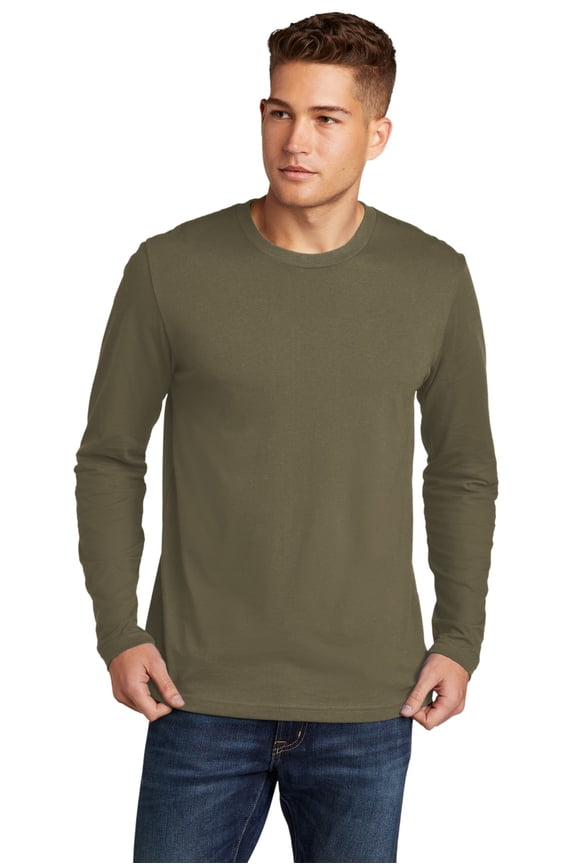 Next Level Mens Cotton Long-Sleeve Crew - MILITARY GREEN - L - (Style # N3601 - Original Label)