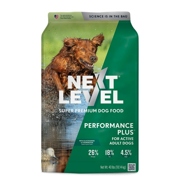 Next Level Performance Plus™, For Active Adult Dogs, Joint Support, Beef-Chicken-Pork-Fish Flavors, Dry Dog Food, 40 lbs