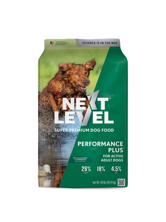 Next Level Performance Plus™, For Active Adult Dogs, Joint Support, Beef-Chicken-Pork-Fish Flavors, Dry Dog Food, 40 lbs