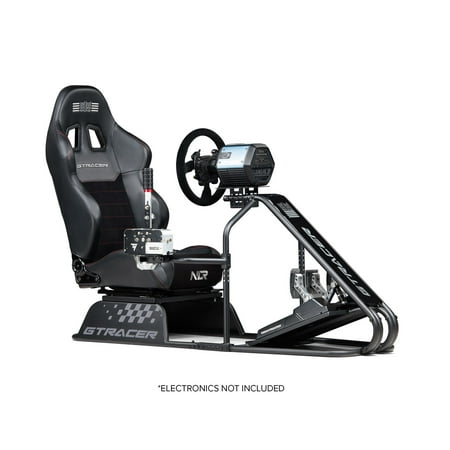 Next Level Racing NLR-R001 GT Racer Simulator Cockpit with Adjustable Wheel and Shifter Plate (63.9"x 27.3"x 42.4") Video Game Accessory, Black