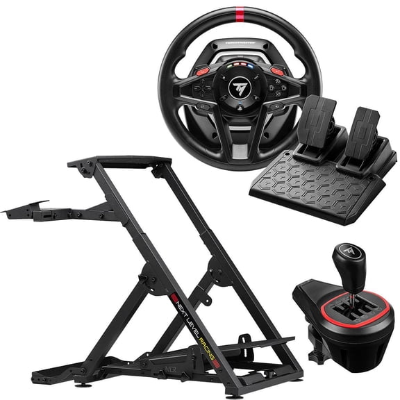 Next Level Racing Wheel Stand 2.0, Bundle with T128 Racing Wheel, Pedal Set and TH8S Add-On Shifter