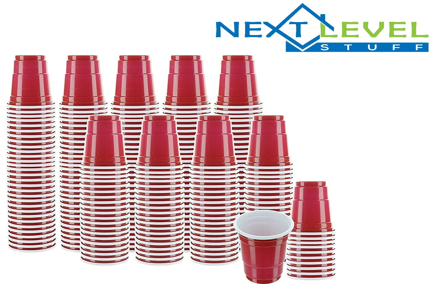 Next Level Stuff 2oz Plastic Shot Glasses (240 Pack) Mini Red