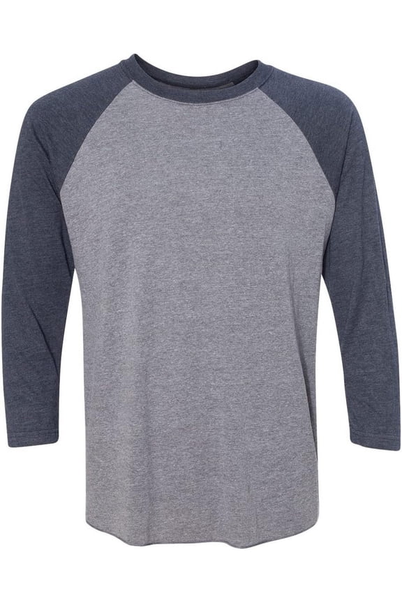 Next Level Tri-Blend 3/4 Raglan Tee, Vin Nvy/ Pr Hthr, Small
