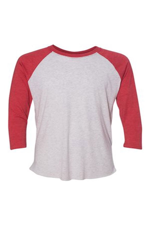 Next Level Tri-Blend 3/4-Sleeve Raglan (6051) Vintage Red/Heather White, 3XL