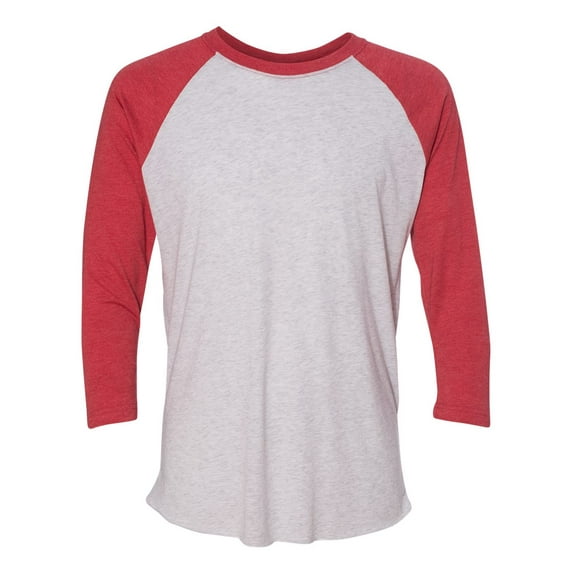 Next Level Unisex 3/4-Sleeve Raglan T-Shirt, Vintage Red/HTHR Wht, X-Large