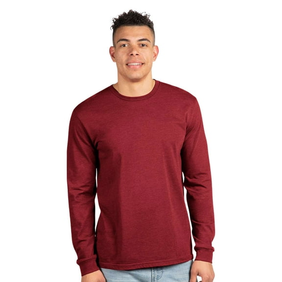 Next Level Unisex CVC Long Sleeve T-Shirt 60/40 Ring-spun Cotton/Polyester Classic Tee Shirts (Cardinal , L)