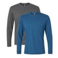 thumbnail image 1 of Next Level Unisex CVC Long Sleeve T-Shirt 60/40 Ring-spun Cotton/Polyester Classic Tee Shirts (Heather Heavy Metal+Heather Cool Blue 2 Pack, 3XL), 1 of 8
