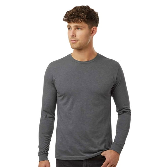 Next Level Unisex CVC Long Sleeve T-Shirt 60/40 Ring-spun Cotton/Polyester Classic Tee Shirts (Heather Heavy Metal , L)