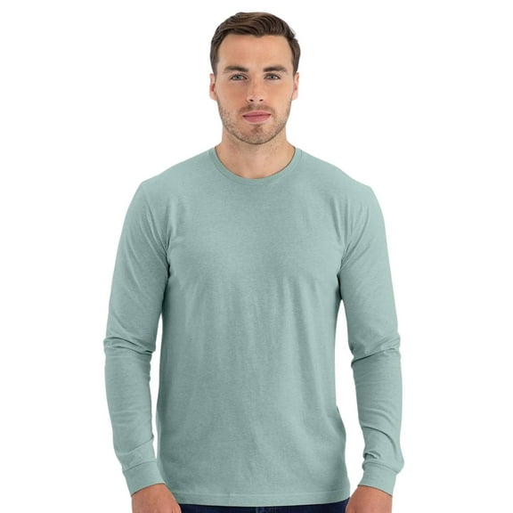 Next Level Unisex CVC Long Sleeve T-Shirt 60/40 Ring-spun Cotton/Polyester Classic Tee Shirts (Heather Seafoam , XS)