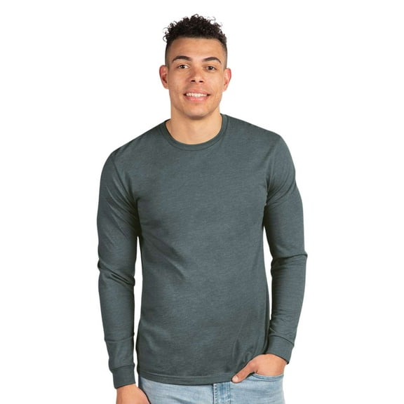 Next Level Unisex CVC Long Sleeve T-Shirt 60/40 Ring-spun Cotton/Polyester Classic Tee Shirts (Indigo , XL)