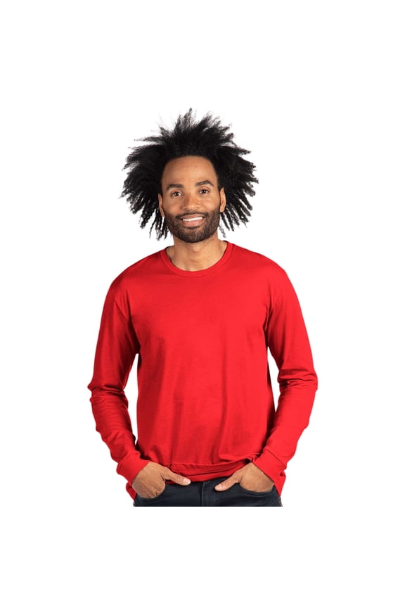 Next Level Unisex CVC Long Sleeve T-Shirt 60/40 Ring-spun Cotton/Polyester Classic Tee Shirts (Red , 3XL)