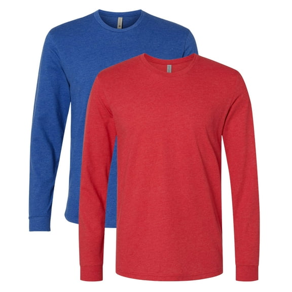 Next Level Unisex CVC Long Sleeve T-Shirt 60/40 Ring-spun Cotton/Polyester Classic Tee Shirts (Royal Red 2 Pack, 3XL)