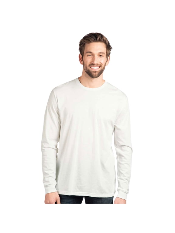 Next Level Unisex CVC Long Sleeve T-Shirt 60/40 Ring-spun Cotton/Polyester Classic Tee Shirts (White , 3XL)