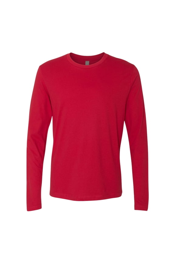 Next Level Unisex Cotton Long Sleeve T-Shirt 100% Combed Ring-spun Cotton Crewneck Tee Shirts (Red , M)