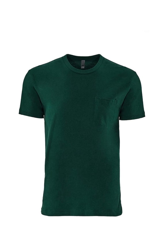 Next Level - Unisex Cotton Pocket T-Shirt - 3605 - Forest Green - Size: S Retired