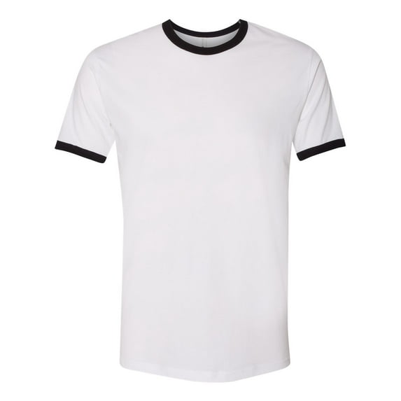 Next Level - Unisex Cotton Ringer T-Shirt - 3604 - White/ Black - Size: XS