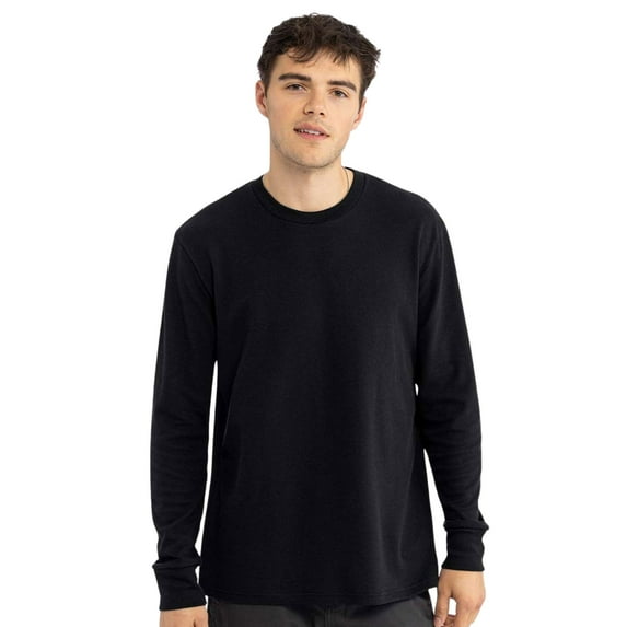 Next Level Unisex Ideal Thermal Long Sleeve T-Shirt 60/40 Ring-Spun Cotton/Polyester Casual Tee (Black, L)