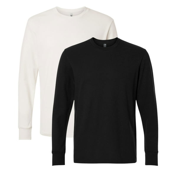 Next Level Unisex Ideal Thermal Long Sleeve T-Shirt 60/40 Ring-Spun Cotton/Polyester Casual Tee (Bone Black 2 Pack, L)