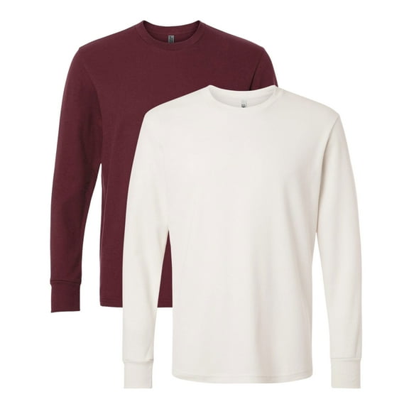 Next Level Unisex Ideal Thermal Long Sleeve T-Shirt 60/40 Ring-Spun Cotton/Polyester Casual Tee (Bone Maroon 2 Pack, M)