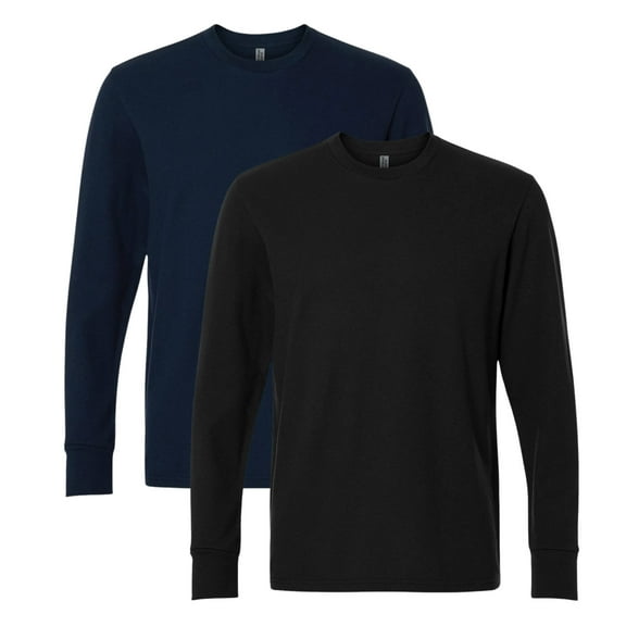Next Level Unisex Ideal Thermal Long Sleeve T-Shirt 60/40 Ring-Spun Cotton/Polyester Casual Tee (Midnight-Navy Black 2 Pack, M)