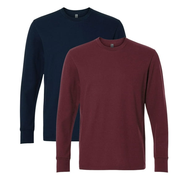 Next Level Unisex Ideal Thermal Long Sleeve T-Shirt 60/40 Ring-Spun Cotton/Polyester Casual Tee (Midnight-Navy Maroon 2 Pack, XL)
