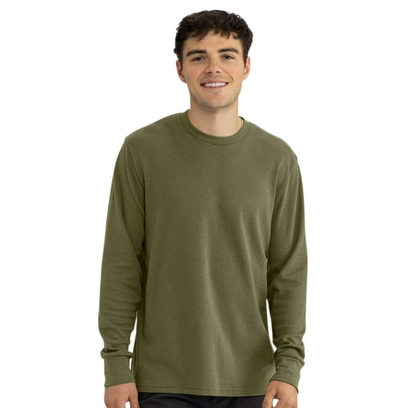 Next Level Unisex Ideal Thermal Long Sleeve T-Shirt 60/40 Ring-Spun Cotton/Polyester Casual Tee (Military-Green, S)