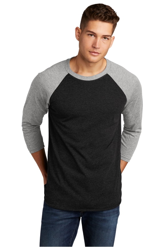 Next Level Unisex Triblend 3/4-Sleeve Raglan - PR HTHR/ VIN BLK - M
