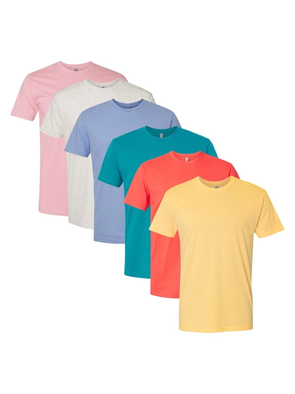 Next Level Unisex Triblend T-Shirts 50/25/25 Poly/Cotton/Rayon, Plain Wholesale Tees Bulk Assorted Packs(Bright Color 6 Pack, XL)