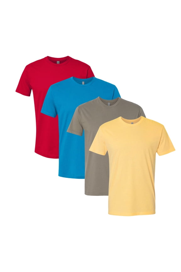 Next Level Unisex Triblend T-Shirts 50/25/25 Poly/Cotton/Rayon, Plain Wholesale Tees Bulk Assorted Packs(Bright +Dark Color 4 Pack, M)