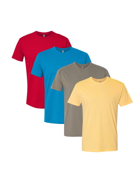 Next Level Unisex Triblend T-Shirts 50/25/25 Poly/Cotton/Rayon, Plain Wholesale Tees Bulk Assorted Packs(Bright +Dark Color 4 Pack, XS)