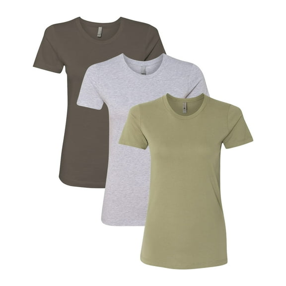 Next Level Women’s Cotton T-Shirt, Wholesale T-Shirts 100% Ring-Spun Cotton Short Sleeve Crewneck Tees, Mix Tee Shirt (Dark+Bright Color 3 Pack, XL)