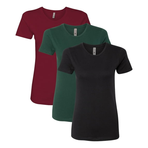 Next Level Women’s Cotton T-Shirt, Wholesale T-Shirts 100% Ring-Spun Cotton Short Sleeve Crewneck Tees, Mix Tee Shirt (Dark Color 3 Pack, S)