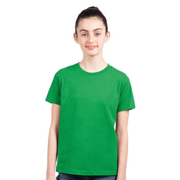 Next Level Youth Short Sleeve T-Shirt 100% Combed Cotton Jersey Plain Casual Tee (Kelly-Green, L)