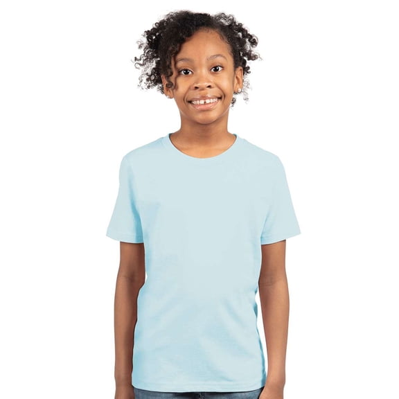Next Level Youth Short Sleeve T-Shirt 100% Combed Cotton Jersey Plain Casual Tee (Light-Blue, S)