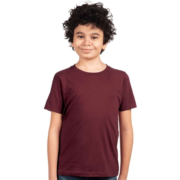 Next Level Youth Short Sleeve T-Shirt 100% Combed Cotton Jersey Plain Casual Tee (Maroon, S)