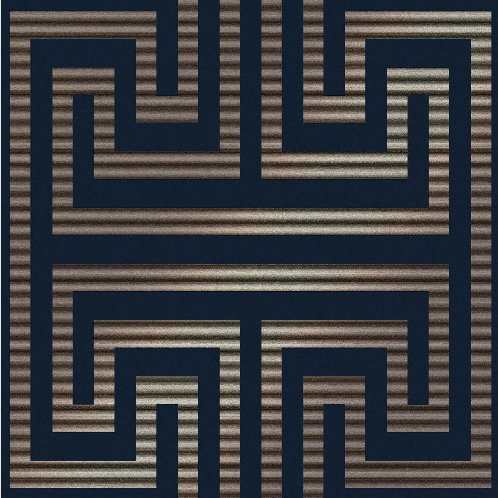 Metallic Greek Key Navy and Gold Removable Wallpaper