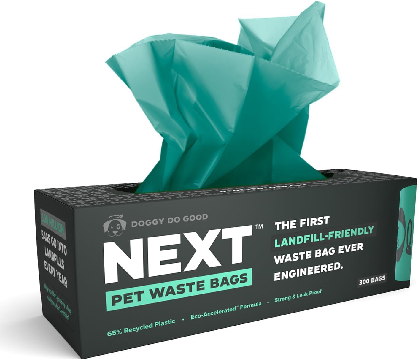 Next Pet Waste Bags, Landfill Friendly Recycled Plastic Unscented Dog Poop Bags for Dogs, Thick & Leakproof, Strong, Earth Friendly Poop Bags, 300 Count