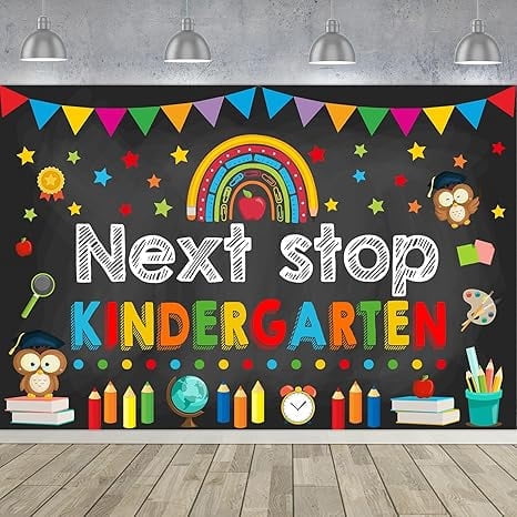 Next Stop Kindergarten Backdrop Decoration Preschool Graduation Decoration Pre K Graduation Decors Class of 2026 Kindergarten Graduate Supplies for Preschool Graduate Party Supplies