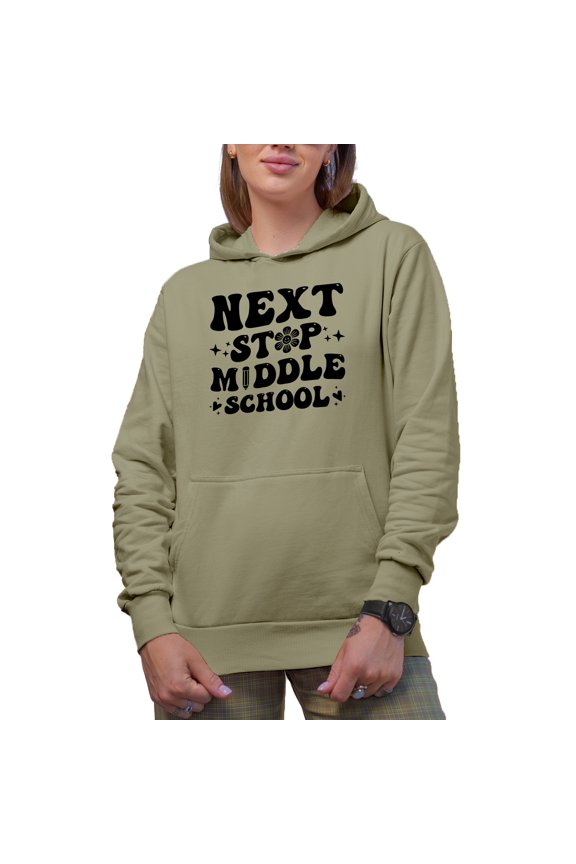 Next Stop Middle School, Student Graduation Themed, Sand Hooded Sweatshirt or Hoodie, Medium