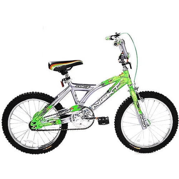 Next Surge Boys' 18" BMX Bikes, Steel, Silver, Green