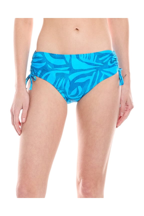 womens Destination Mid-Rise Ruched Bikini Bottom, s, Blue