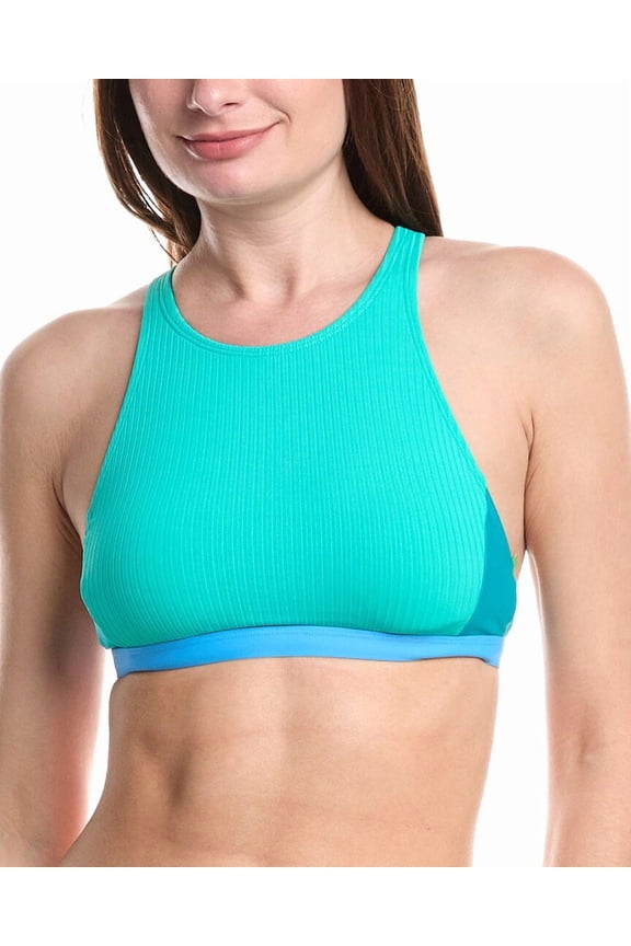 womens Streamline Rem Color block High neck Top, m, Blue