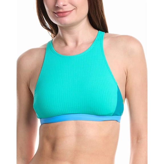 Next womens Streamline Rem Color block High neck Top, xs, Blue